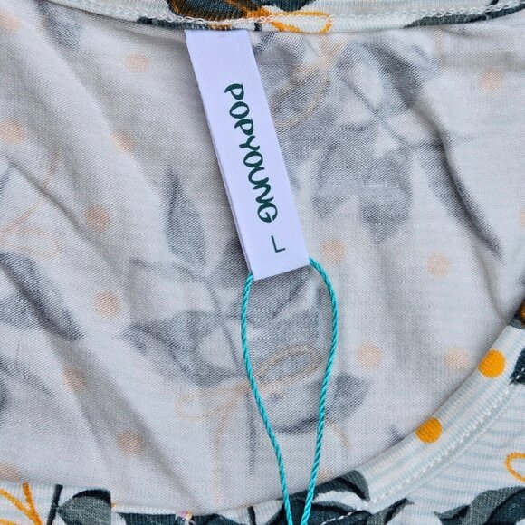 Casual Short Sleeve Floral Loose Fit Women's Summer Top - Large - Picture 3 of 3